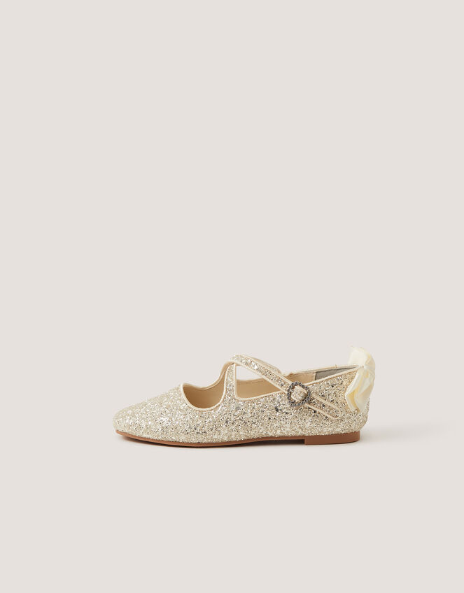 Glitter Mary Jane Ballet Flats, Ivory (IVORY), large
