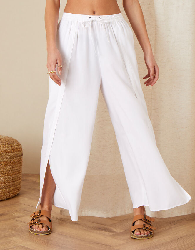 Split Wide Leg Beach Trousers, Ivory (IVORY), large