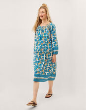 Leila Print Midi Beach Dress, Teal (TEAL), large