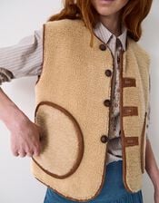 East Zohra Reversible Suede Vest, Tan (TAN), large