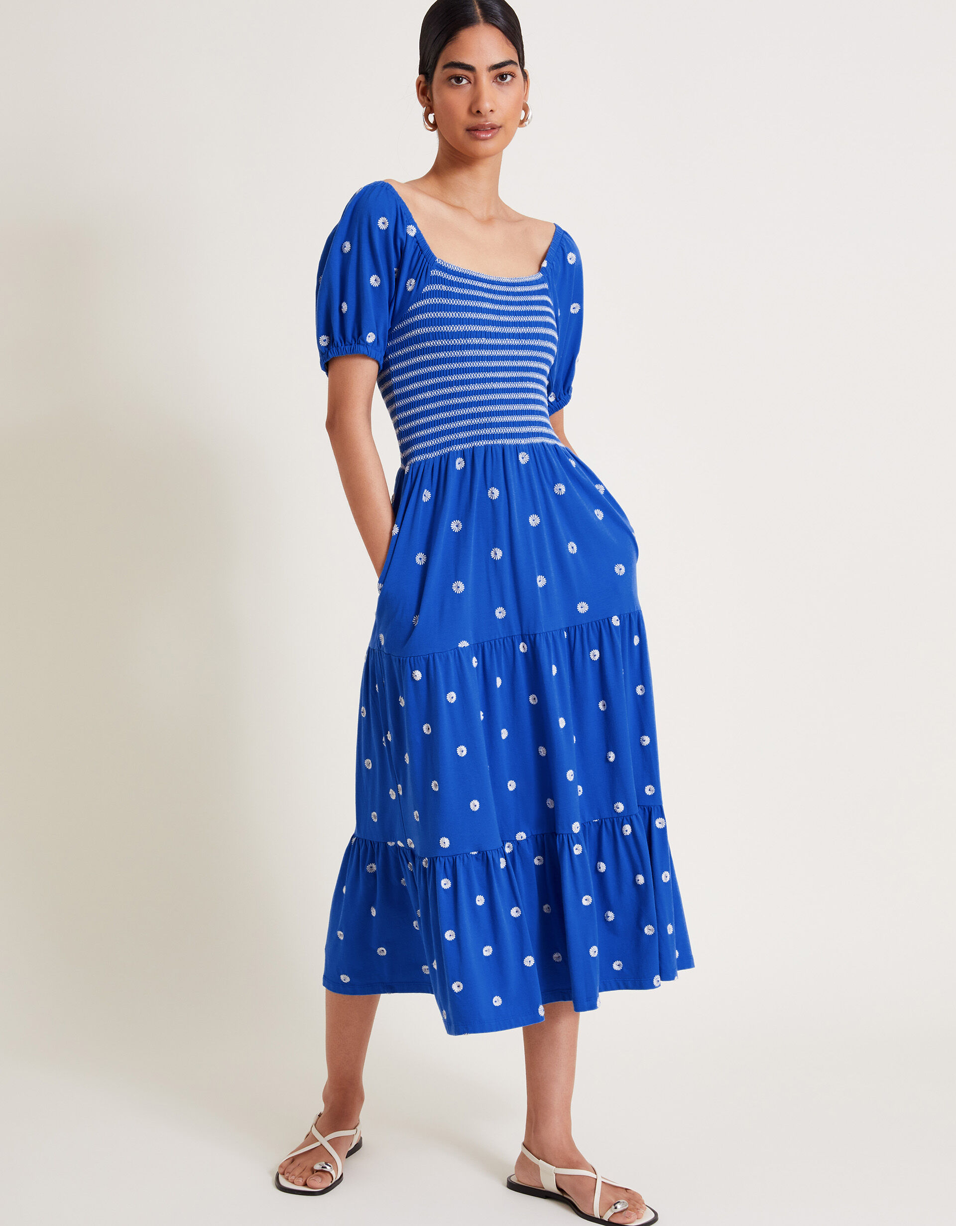 Embroidered midi dress uk shop