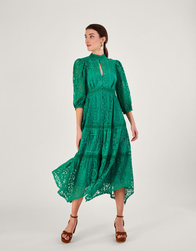 Rhea Lace Shirt Dress Green | Evening Dresses | Monsoon UK.