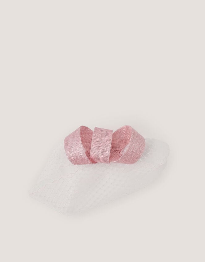 Alexia Twist Veil Fascinator Hair Slide, Pink (SOFT PINK), large