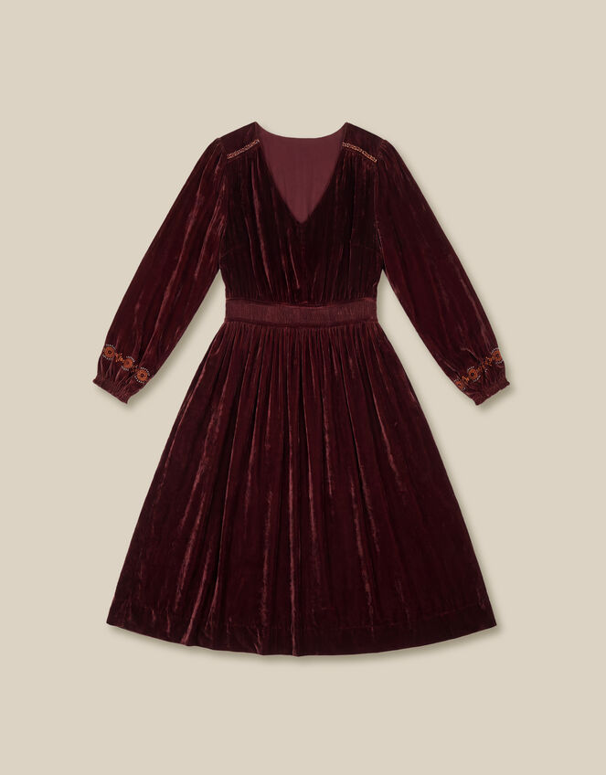 East Everly Floral Embroidered Velvet Maxi Dress, Purple (PLUM), large