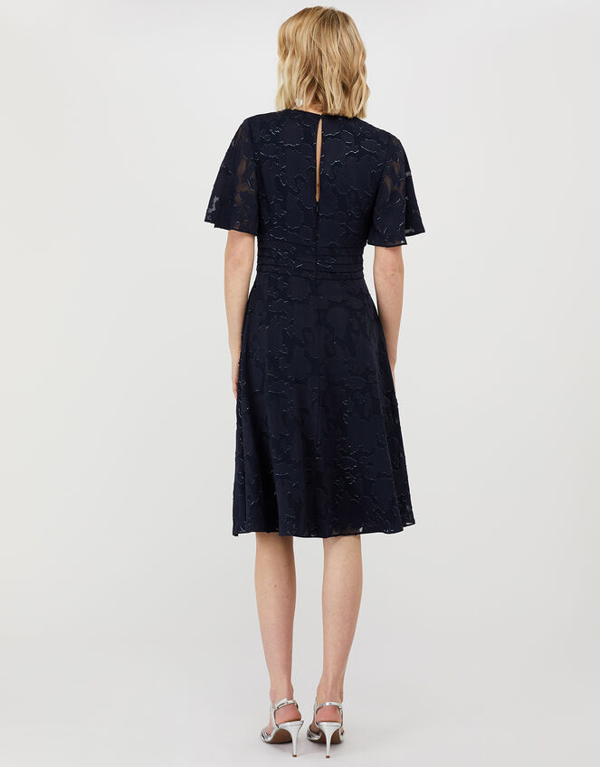 Laurina Burnout Pattern Short Dress, Blue (NAVY), large