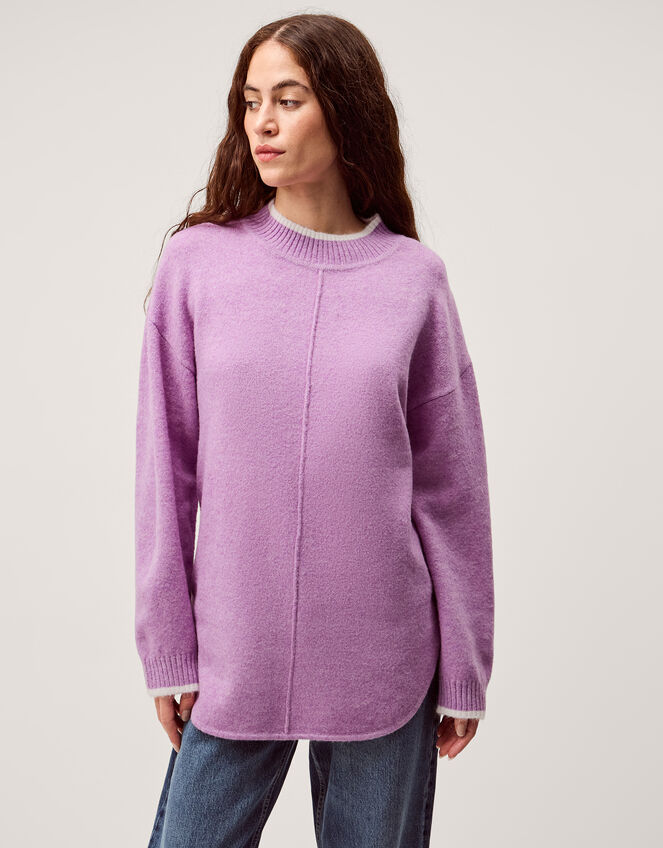 Tori Oversized Tipped Jumper, Purple (LILAC), large