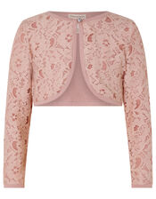 Eliona Cropped Lace Cardigan, Pink (DUSKY PINK), large