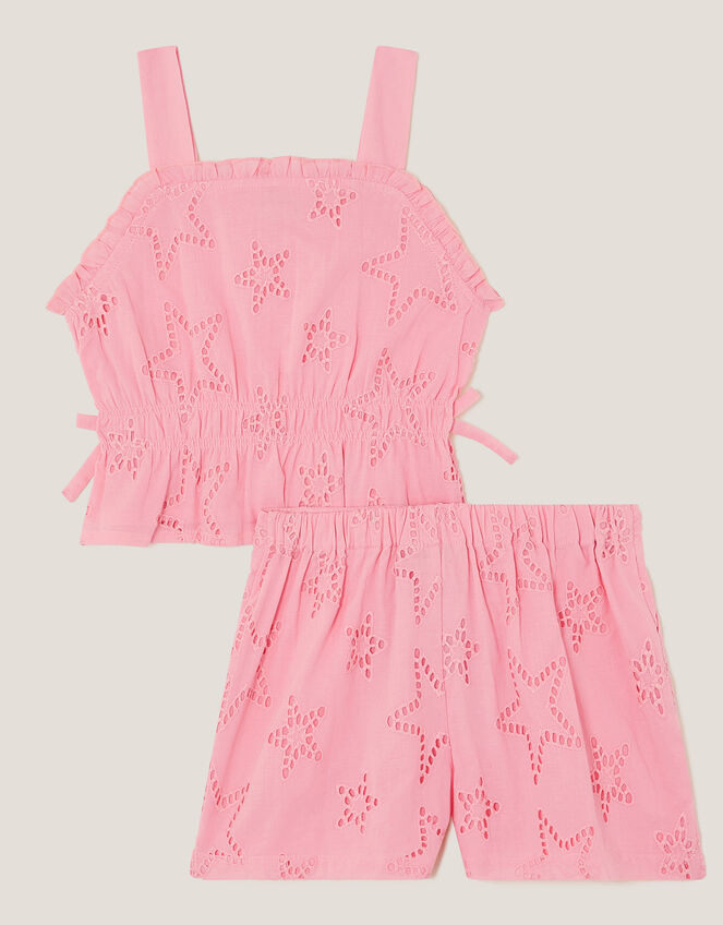 Star Cutwork Top & Shorts Set, Pink (PINK), large