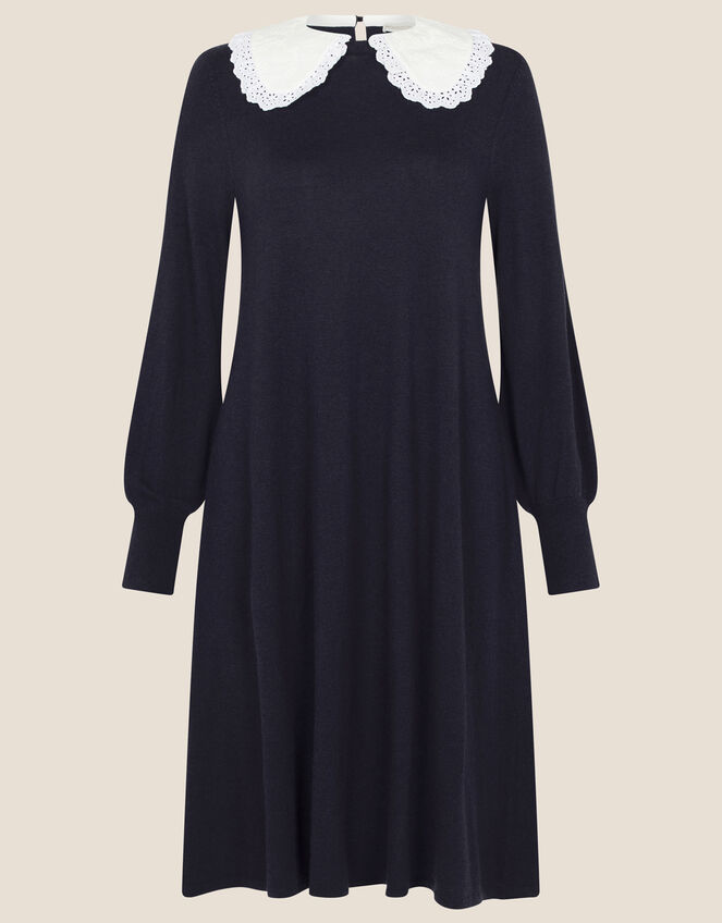 Charlotte Collar Swing Dress , Blue (NAVY), large