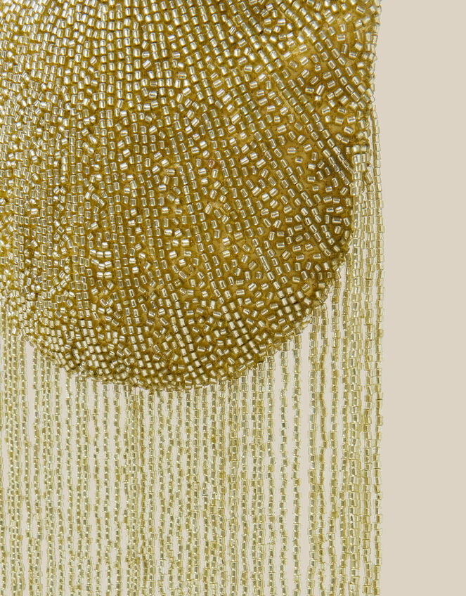 Scarlet Beaded Fringe Clutch Bag, , large