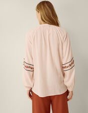 Aoife Geometric Embroidered Top, Pink (BLUSH), large