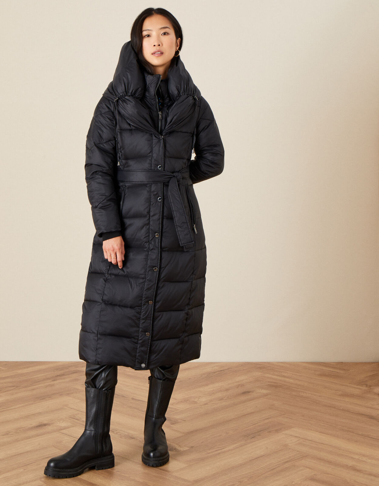 Black padded clearance maxi coat