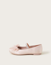 Net Bow Ballerina Flats, Pink (PINK), large