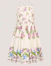 Rose Border Print Party Dress, Multi (MULTI), large