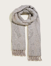 Paisley Print Jacquard Scarf, , large
