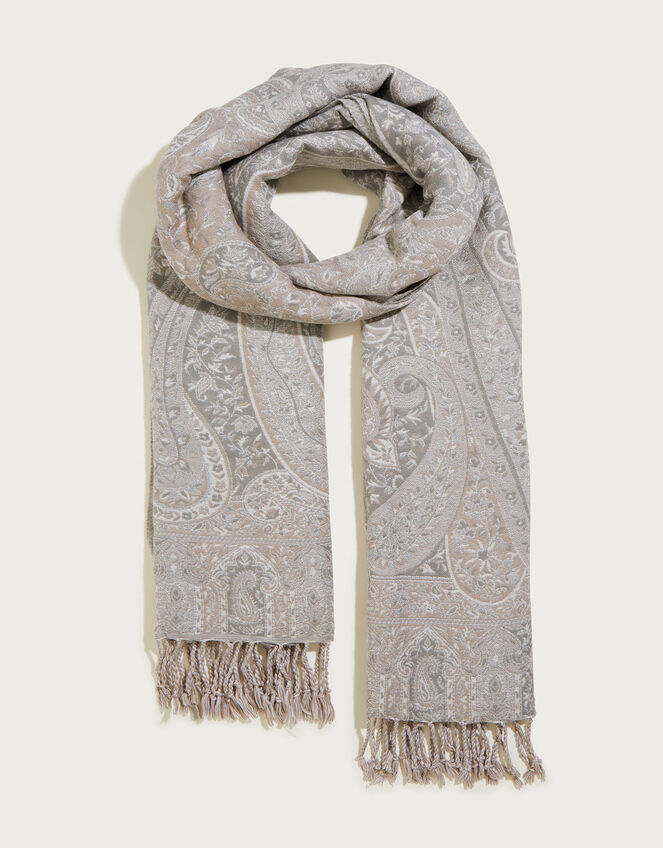 Paisley Print Jacquard Scarf, , large