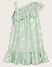 Unicorn Print Frill Dress, Blue (AQUA), large