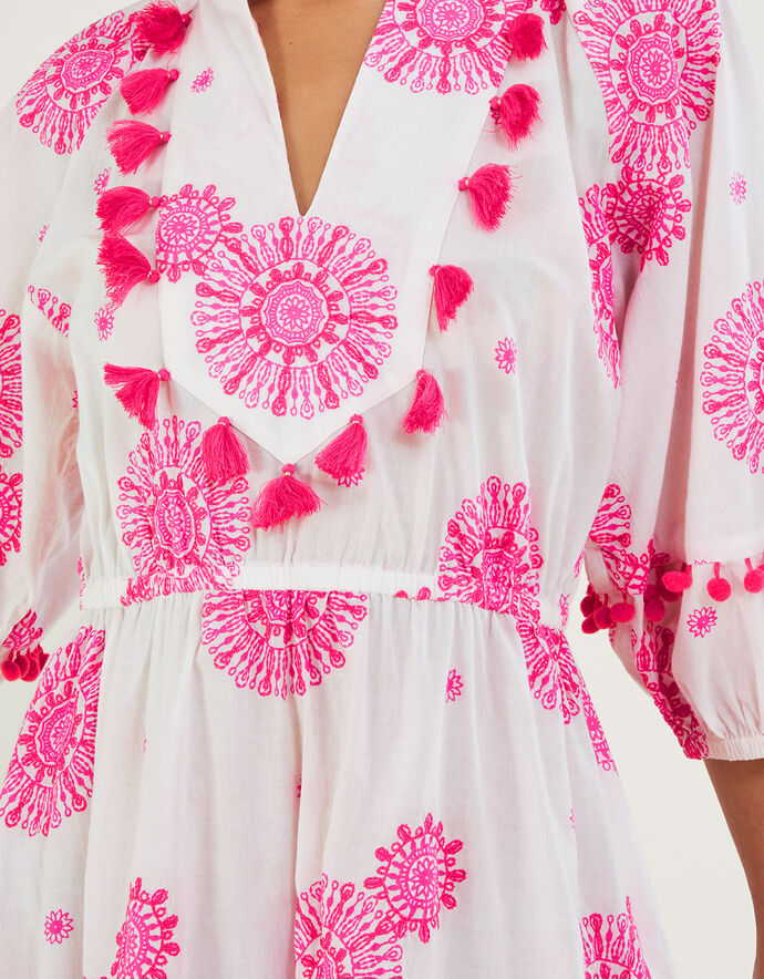 Flowy Kaftan Dress with Tassels & Silver print