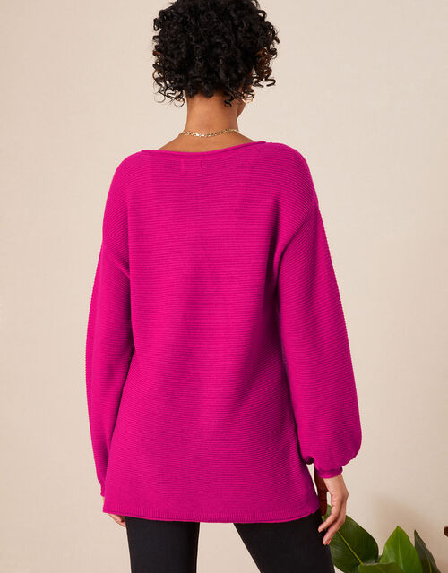 Rib Slash Neck Tunic in Linen Blend, Pink (PINK), large