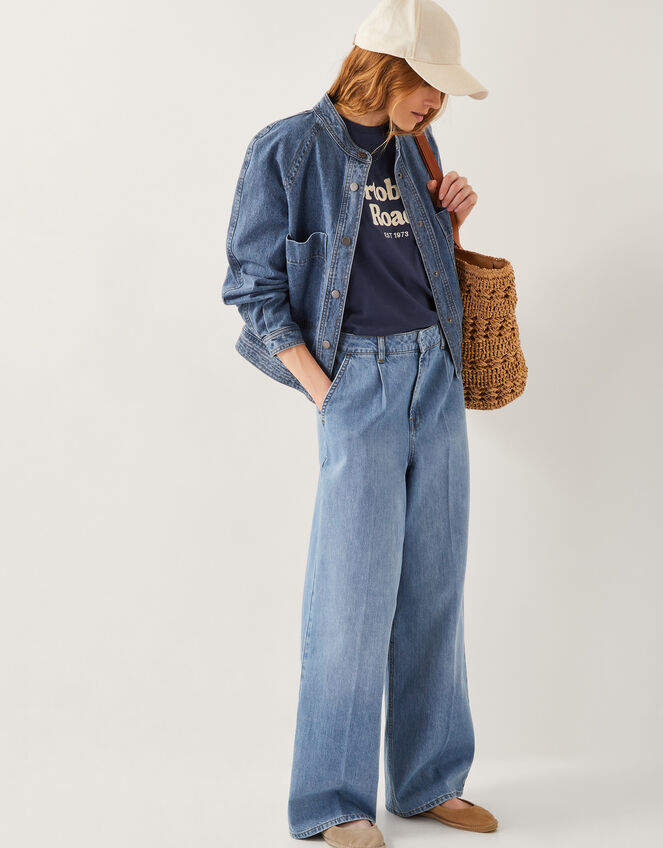 Justine Pleat Wide Leg Jeans, Blue (LIGHT AUTHENTIC), large