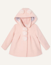 Baby Pom-Pom Hooded Coat, Pink (PALE PINK), large