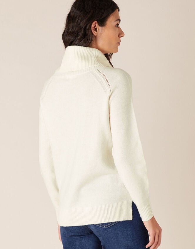 Cowl Neck Knit Jumper, Ivory (IVORY), large