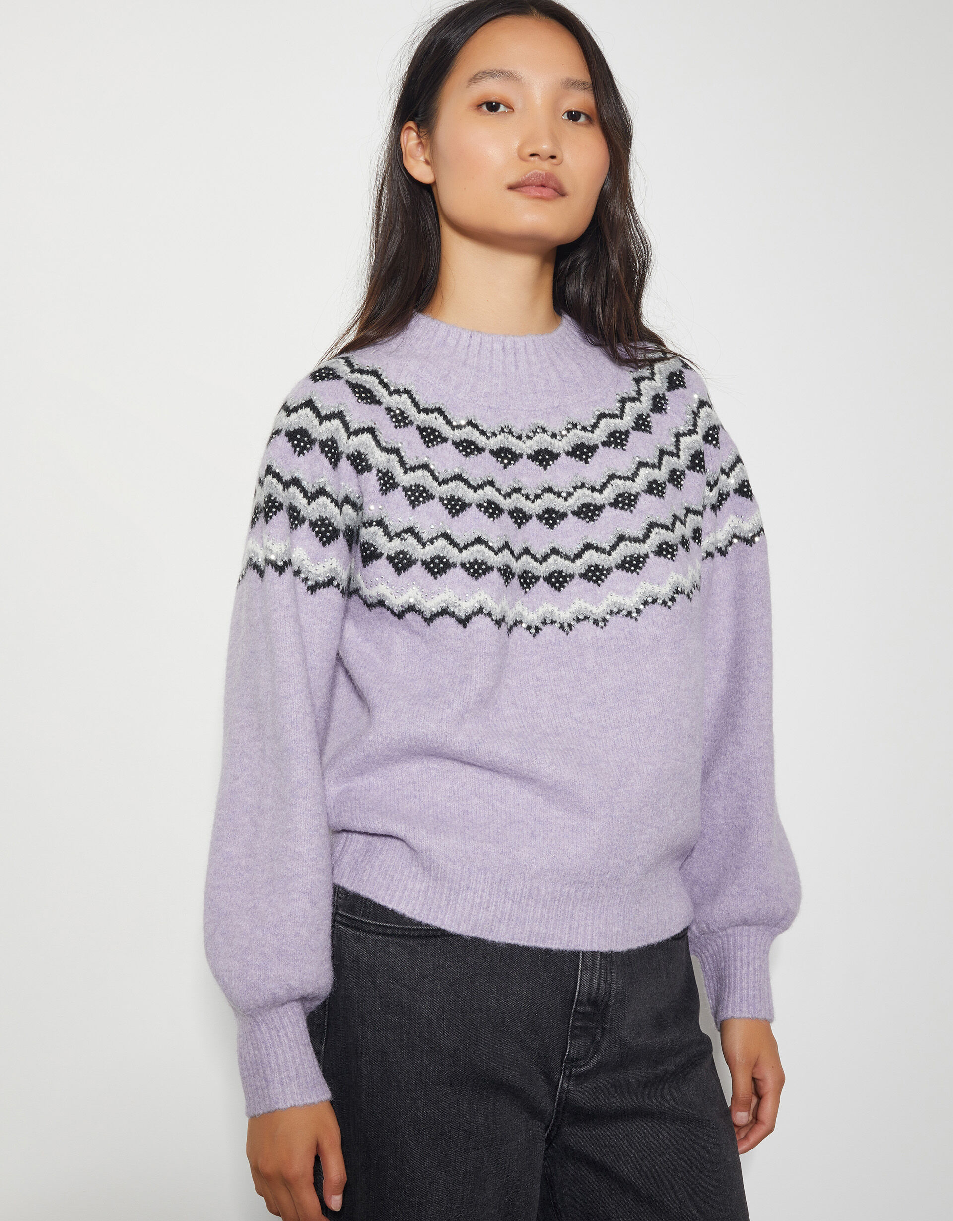 Fie Fair Isle Jumper Purple