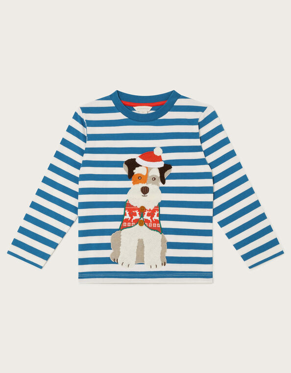 Long Sleeve Christmas Dog Stripe Top, Multi (MULTI), large