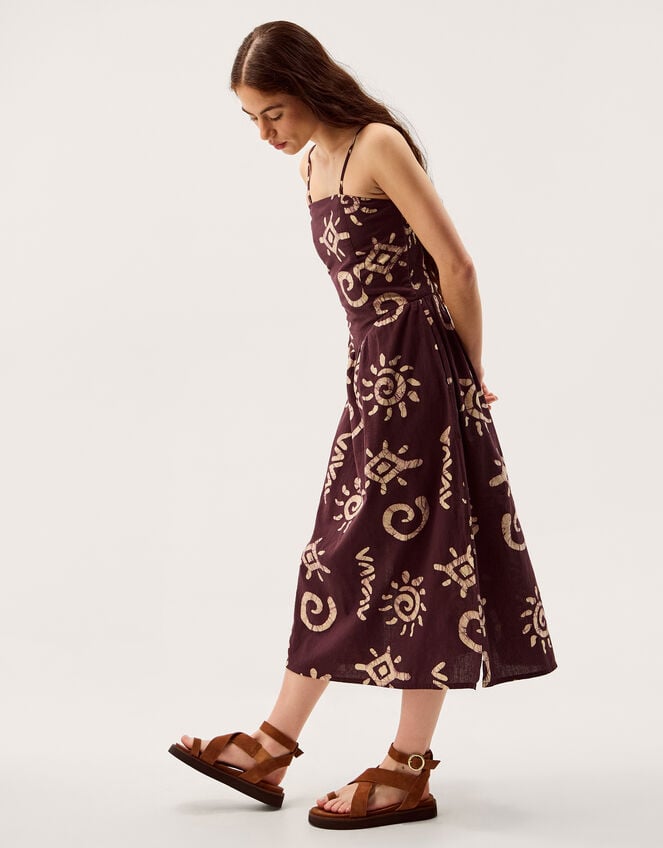 Mafalda Print Bandeau Midi Dress, Brown (CHOCOLATE), large