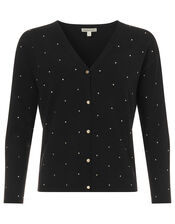 Hotfix Gem Knit Cardigan with Sustainable Viscose, Black (BLACK), large