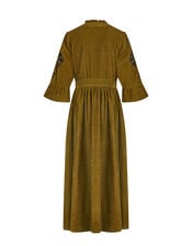 East Floral Embroidered Corduroy Maxi Dress, Green (GREEN), large