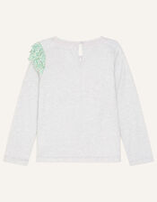Owl 3D Applique Top, Grey (GREY), large