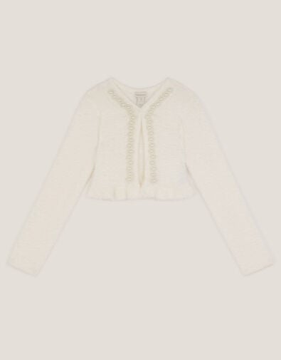Pearl Fuzzy Cardigan, White (WHITE), large