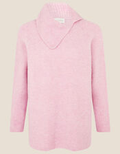 LOUNGE Split Neck Knit Jumper , Pink (PINK), large