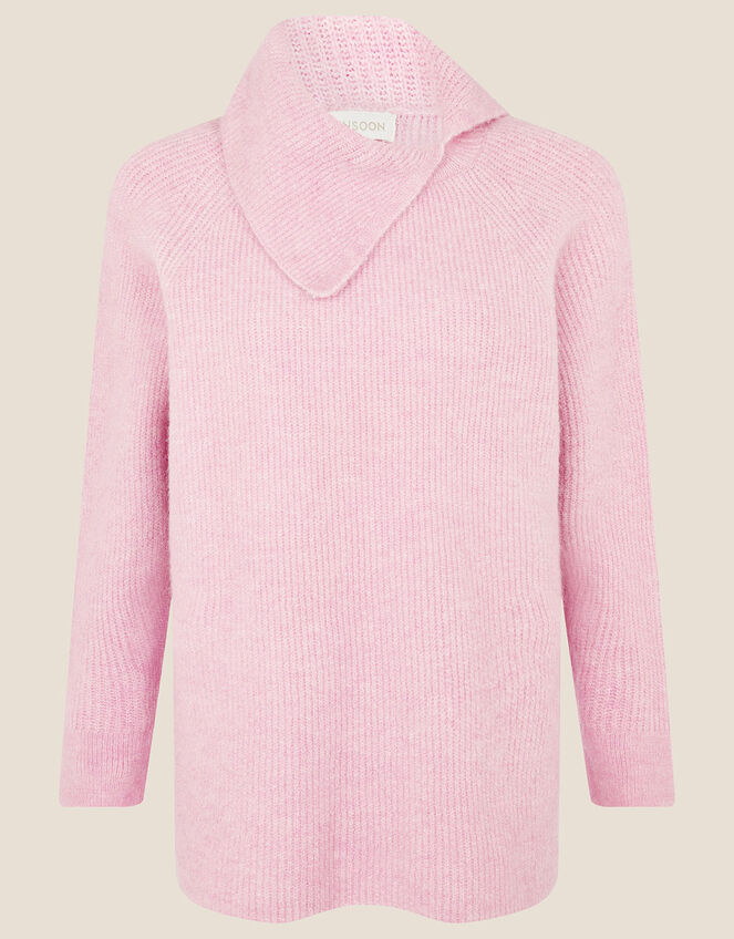 LOUNGE Split Neck Knit Jumper , Pink (PINK), large