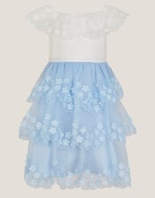 Rebecca Appliqu&eacute; Scallop Tiered Party Dress, Blue (BLUE), large