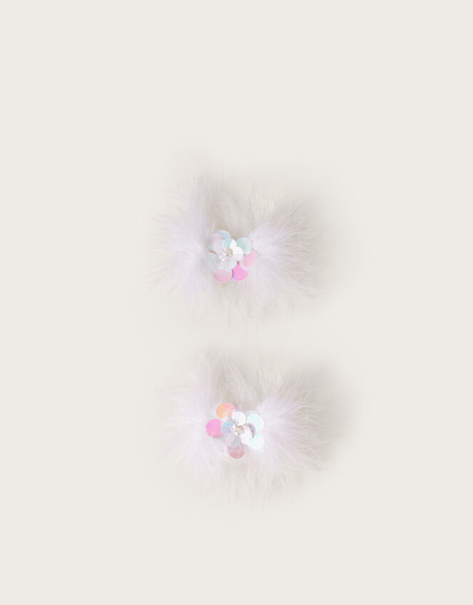 2-Pack Feather Sequin Flower Hair Clips, , large