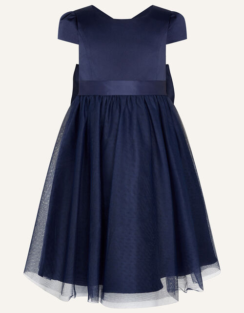 Bow Tulle Bridesmaid Dress, Blue (NAVY), large