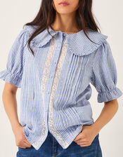 Winnie Lace Stripe Shirt, Blue (BLUE), large