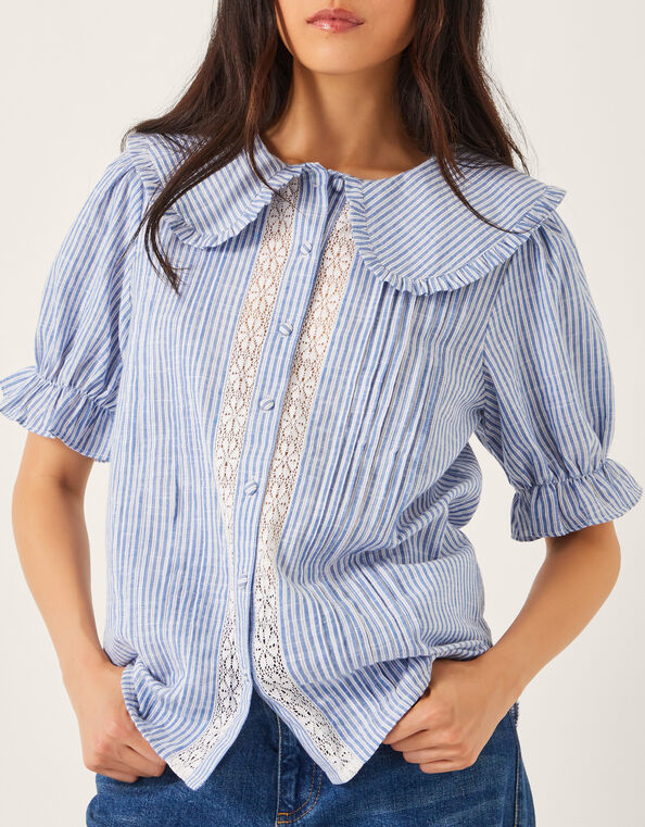 Winnie Lace Stripe Shirt, Blue (BLUE), large