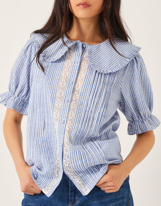 Winnie Lace Stripe Shirt, Blue (BLUE), large