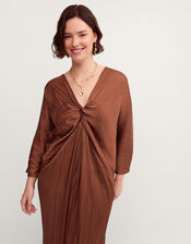 Callie Thorpe x Monsoon Twist Textured Kaftan Dress , Bronze (BRONZE), large
