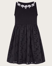 2-in-1 Broderie Dress, Black (BLACK), large