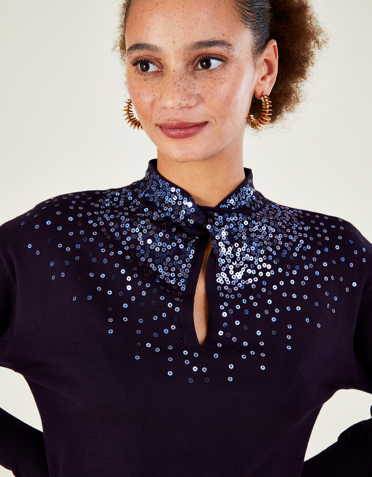 Sequin neck jumper new arrivals