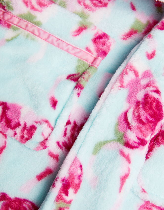 Super-Soft Unicorn Floral Dressing Gown , Blue (AQUA), large