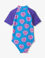 Hatley Heart Print Swimsuit, Blue (BLUE), large