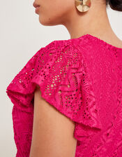 Lo Lace Jersey Ruffle Dress, Pink (PINK), large