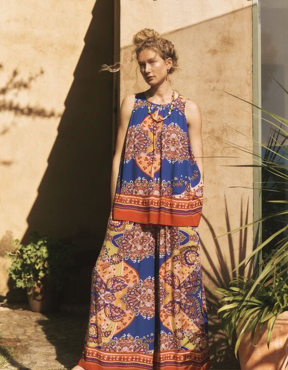 Padma Sleeveless Printed Top, Blue (COBALT), large