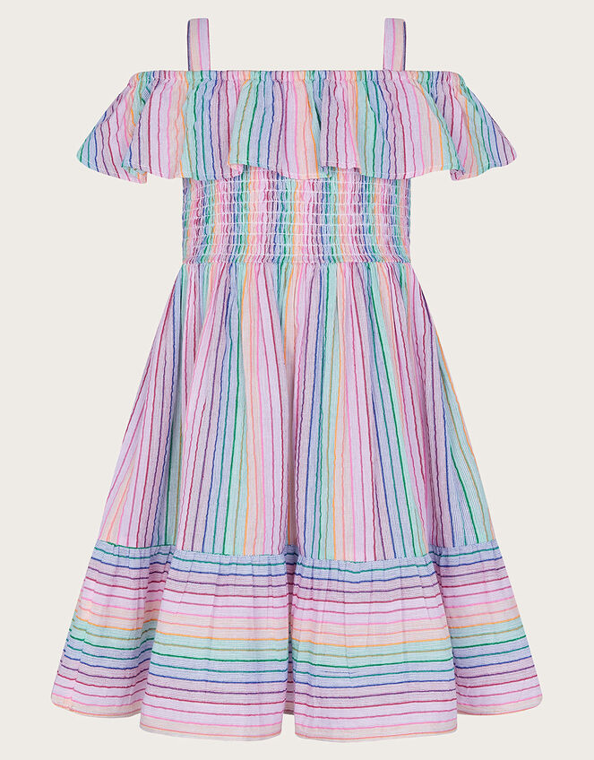  Stripe Frill Beach Dress, Ivory (IVORY), large