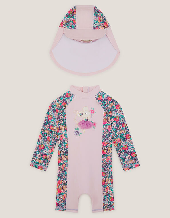 Baby Floral UPF50+ Swimsuit & Sun Hat, Pink (PINK), large
